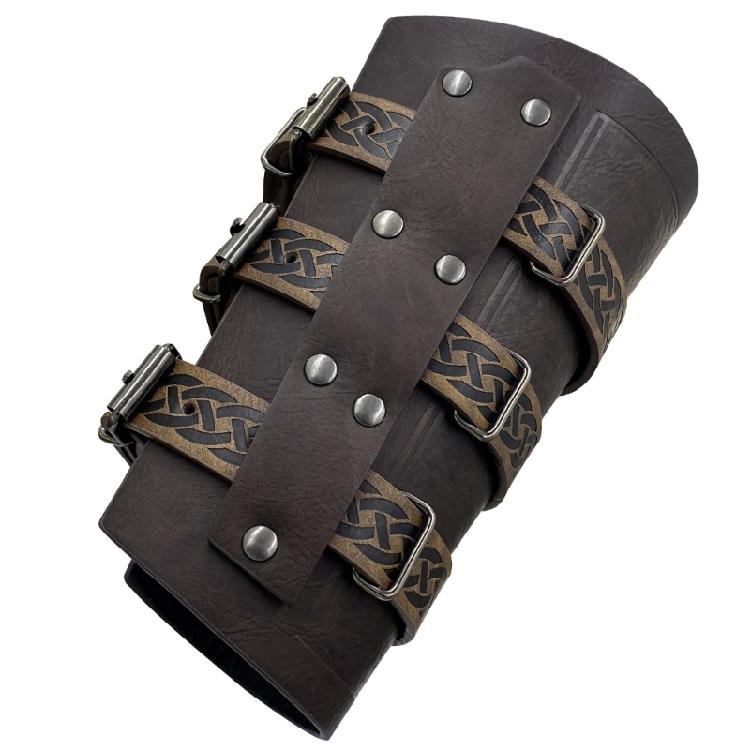 2lots Gothicism Leather Wristband Medieval Armors Bracers Unisex Wrist Bracers for Cosplayers and History