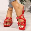 Foreign Style Red Bow Banquet Slippers Summer New Wedge Comfortable High Heel Open Toe Half Drag Girl