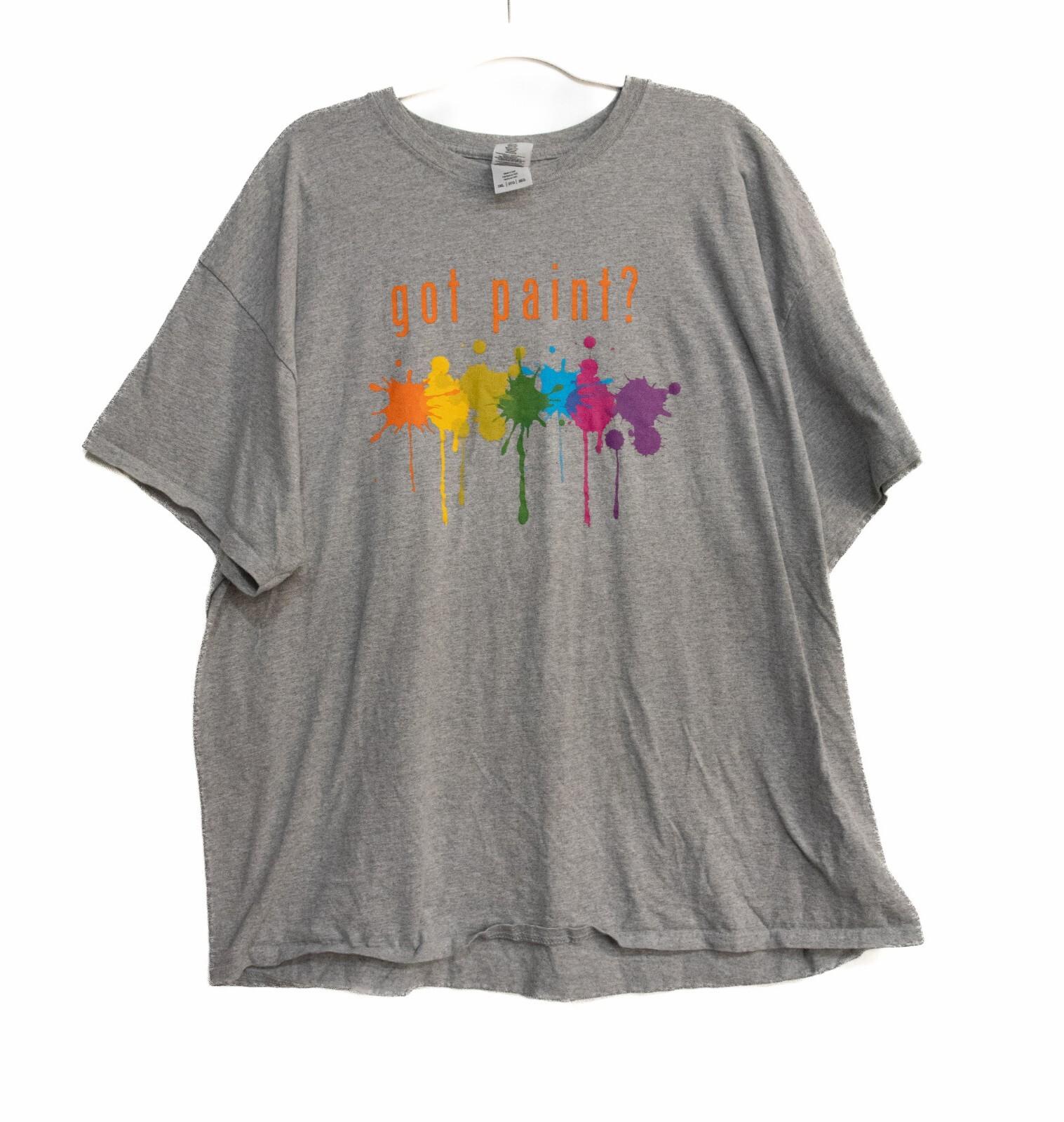 Gildan Got Paint Mens Gray T-Shirt Graphic Print Short Sleeve Round Neck 3XL XXL