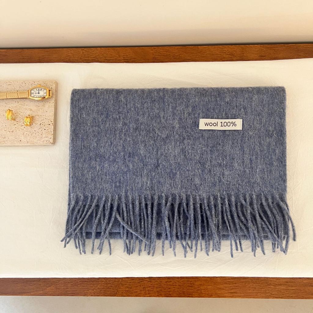 South Korea Dongdaemun Purchasing 111Wool Solid Color Fringed Scarf Women's Autumn and Winter Warm Scarf Ins