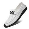 Round Head Cowhide Men's Casual Single Shoes Small Size Trendy Lazy Daily Large Size Beanie Shoes Men's Shoes Punched Breathable Men's Shoes