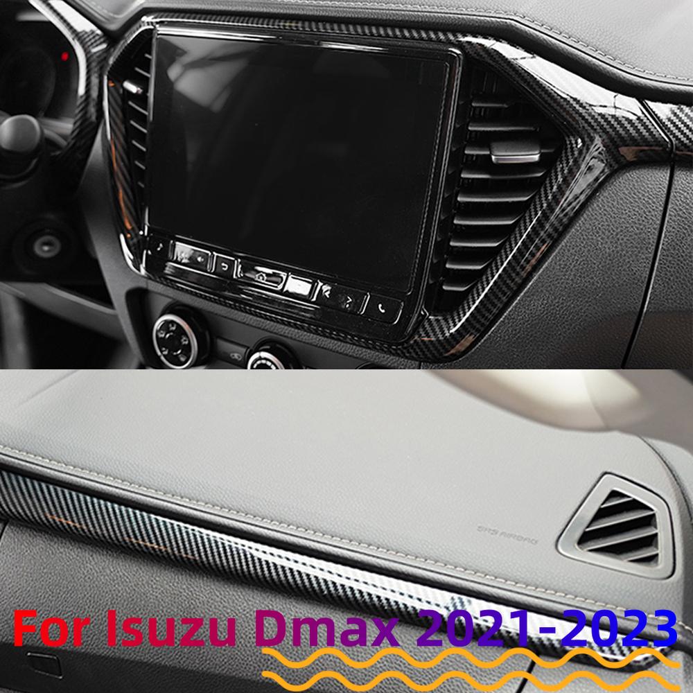LHD Stickers For ISUZU D-MAX DMAX 2021 2022 2023 Dashboard Central Control Trim Cover Navigation ABS Carbon Fiber Car Styling
