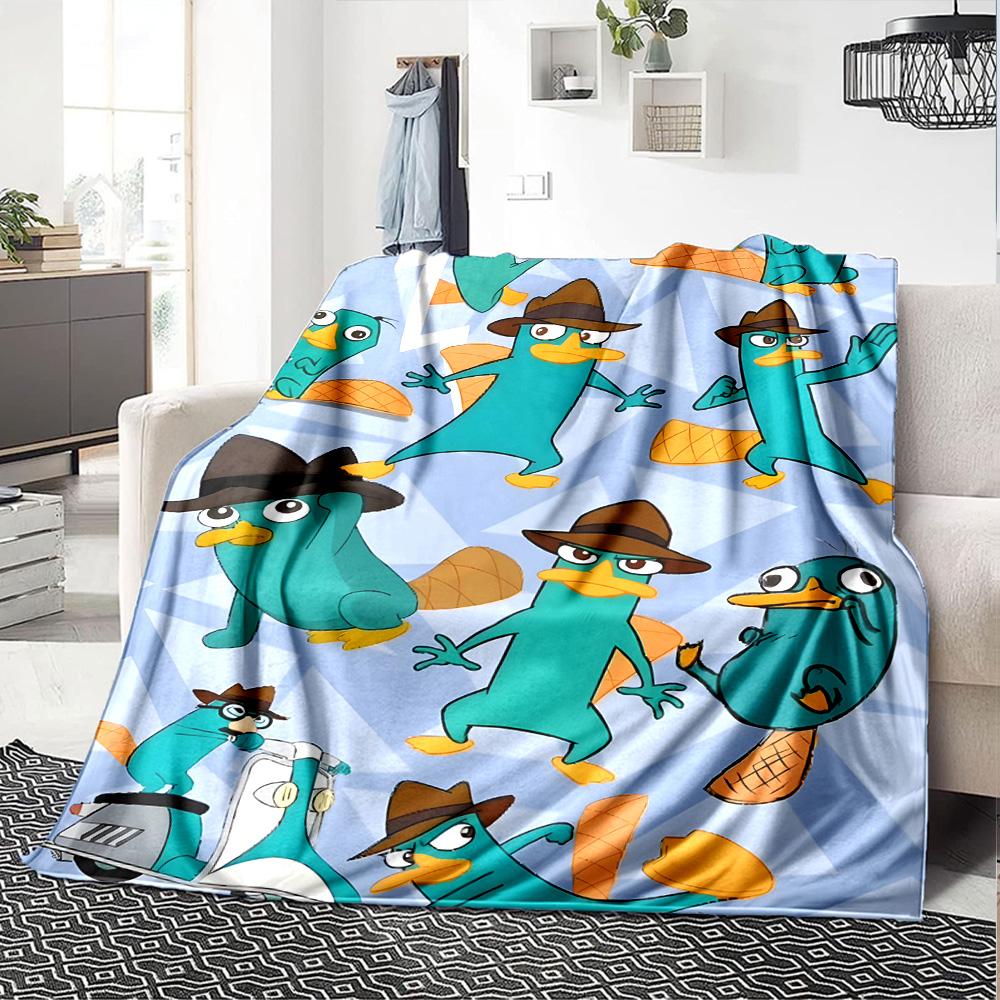 1pc Phineas and Ferb3 Blanket, Gift, for Men and Women, Soft Blanket, Good for Sofa Bed Couch Travel, Lightweight Flannel Blanket