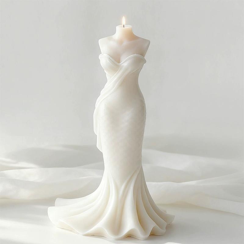 Gör-det-själv Bröllopsklänning Silikonform Handgjord Aromljus Gipsdekorationer Formar Dam Festklänning Bröllopsdekor Form