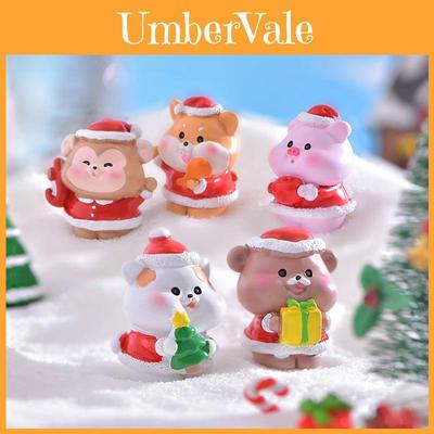 Adorable Resin Christmas Animal Miniatures With Snowy Landscape Diy Ornaments