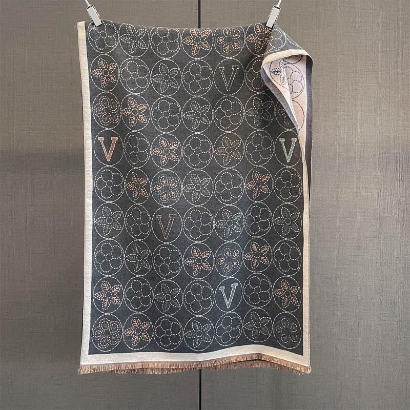 Autumn and Winter New Scarf Women's High-end Floral Letter Jacquard Scarf Versatile Cold-proof Warm Shawl