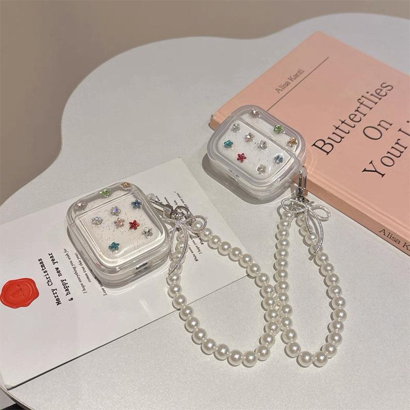 

Pearl Chain Color Rhinestone Earphone Cover Protective Case For Apple Airpods 1 /2 Generation Advanced Sense Pro3 Generation airpods pro 3rd generation