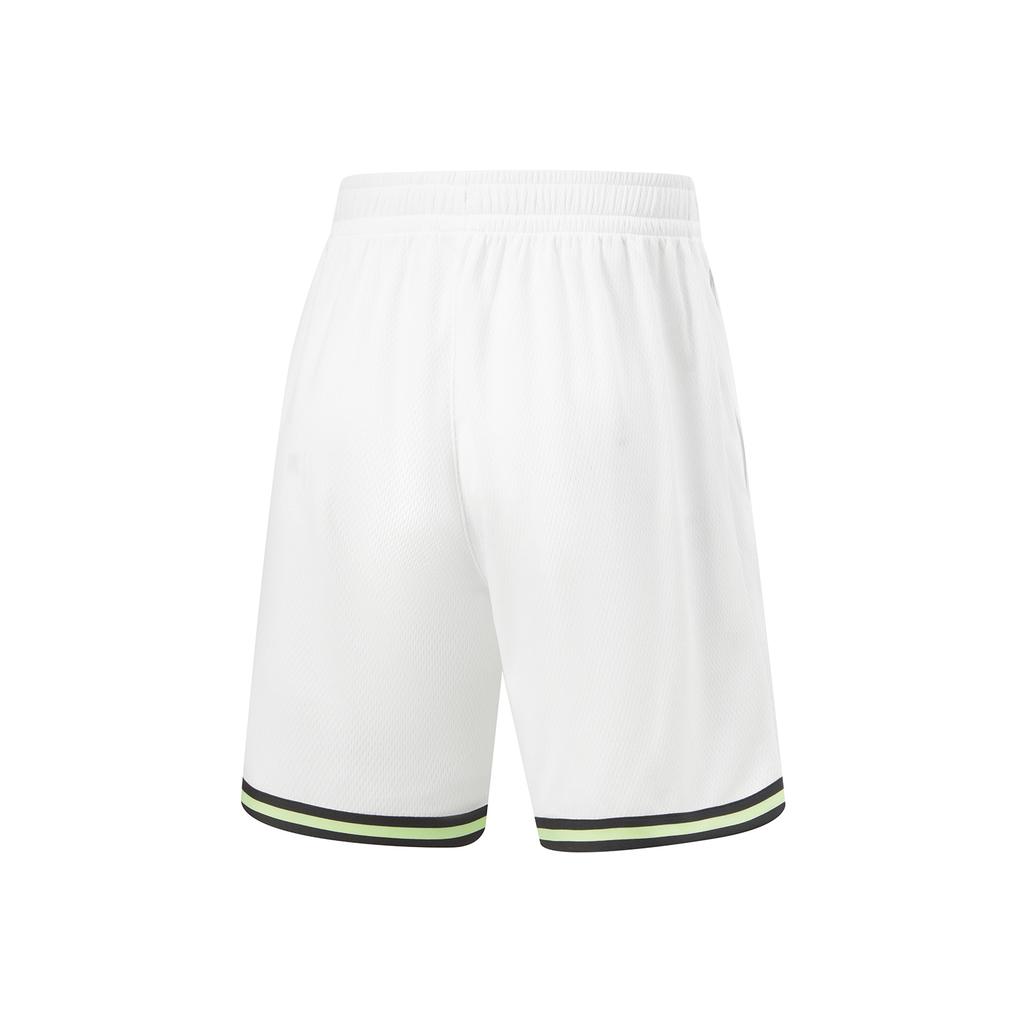 Li Ning CBA Series Professional Basketball Striped Logo Mid-Waist Straight-Leg Sports Shorts Men shorts White AAPU031-8