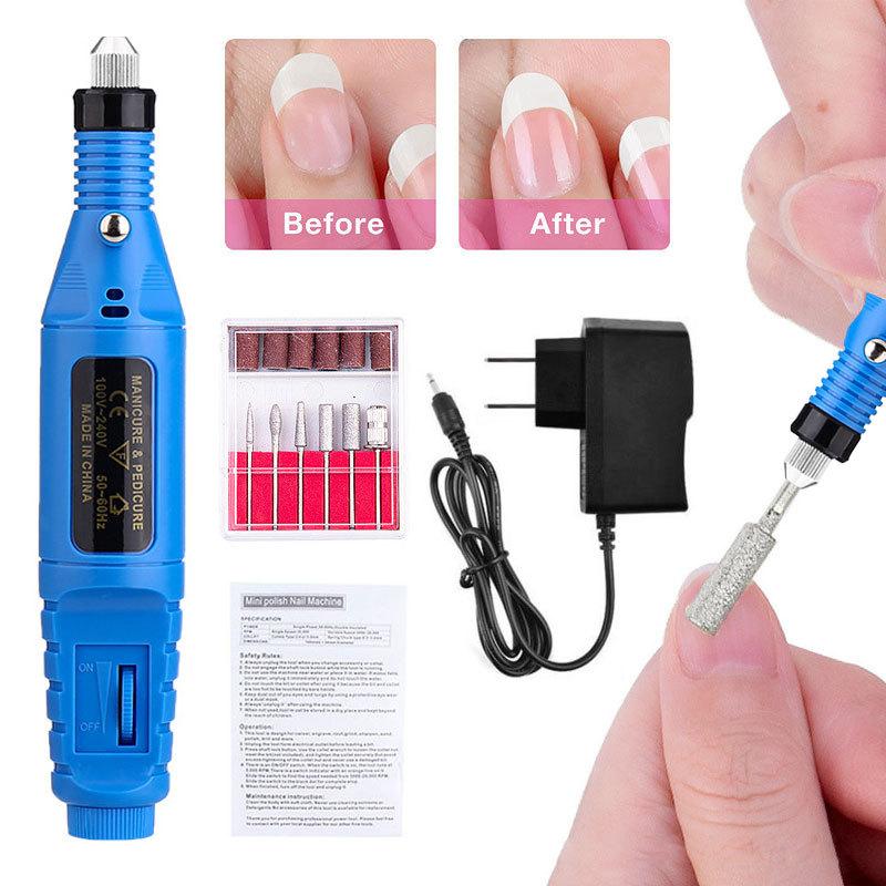 Electric Nail Drill Machine Portable USB Manicure Pedicure Set Professional File Kit for Acrylic Gel Nails Polish Salon Tools