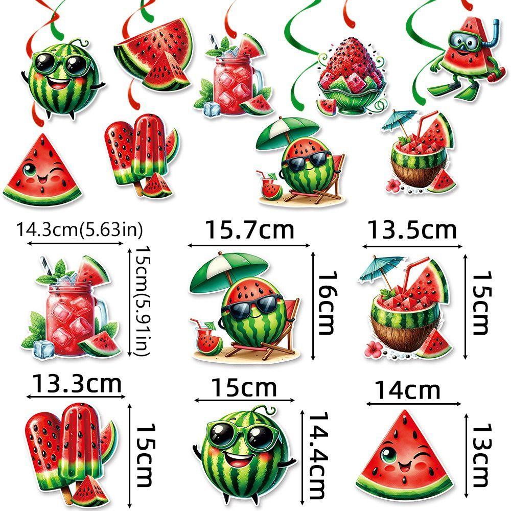 Paper Hello Summer Banner Festival Watermelon Spiral Hanging Flag  Party Favors