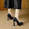 Waterproof Table Is Not Tired of Feet, Super High Heels 2026 Spring Temperament Pointed Head Thin Heel Patent Leather Sexy Shallow Mouth Single Shoes
