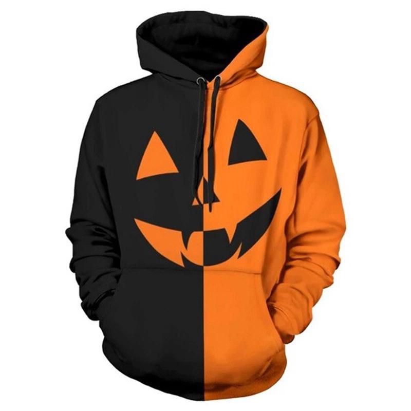 Halloween Kürbiskopf Teuflisches Hoodie Sweatshirt Herren 3D Digitaldruck Lässig Bequem Polyester Langarm Streetwear