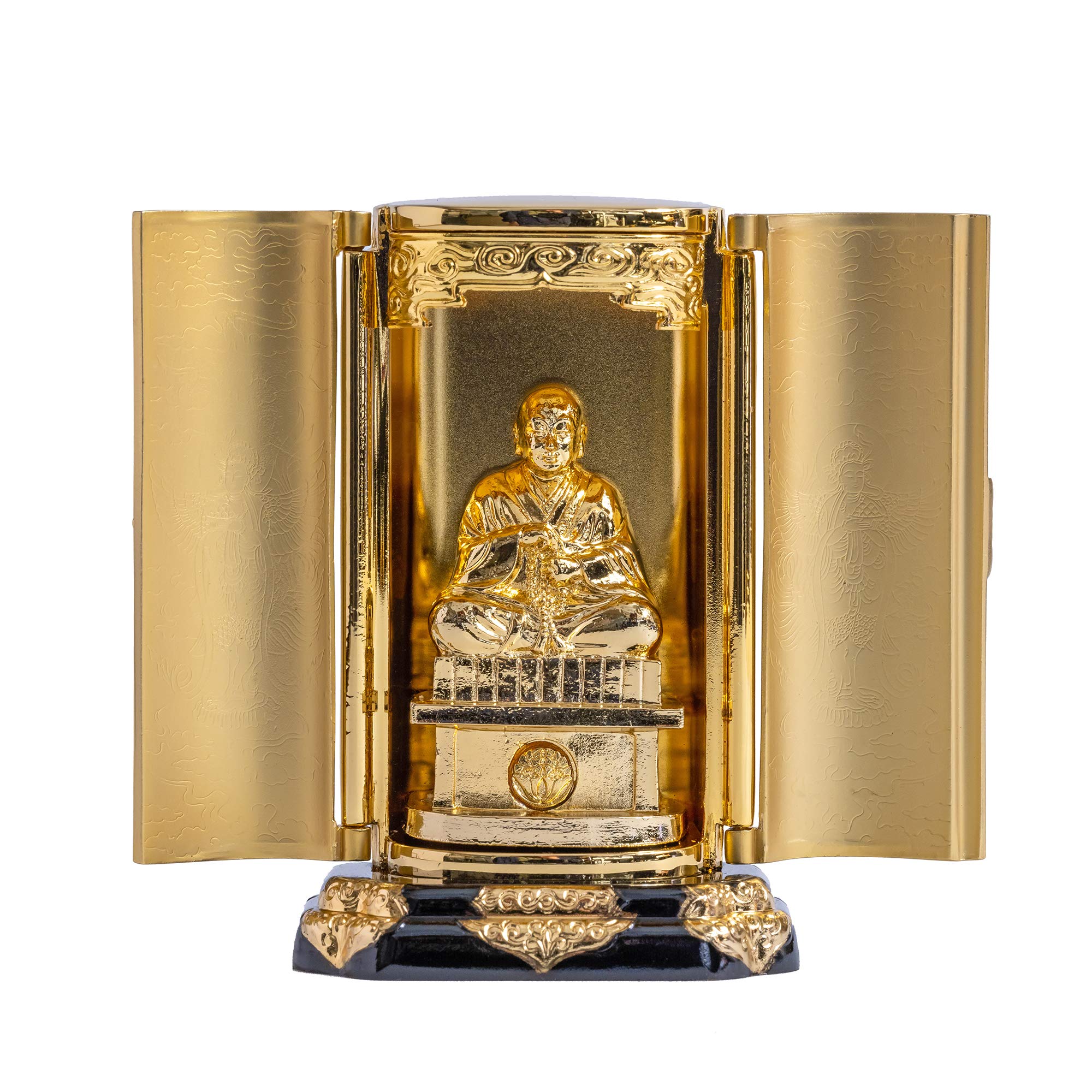 

Buddha statue Honen Shonin with Zushi Genku Enko Daishi Takaoka copperware Shonin (gold plated/24K gold) _ Jodo sect/Jodo Shinshu (Honen Z)