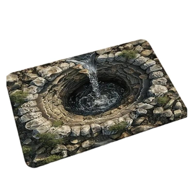 3D Optical Illusion Rug Nonslip Floor Mat for Indoor and Outdoor Use Cave Stone Visual Illusion Doormat for Living Room