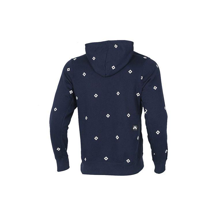 Nike SB Icon Fleece-Print Pullover Skateboarding Hoodie Men Hoodie Dark-Blue BV0881-451