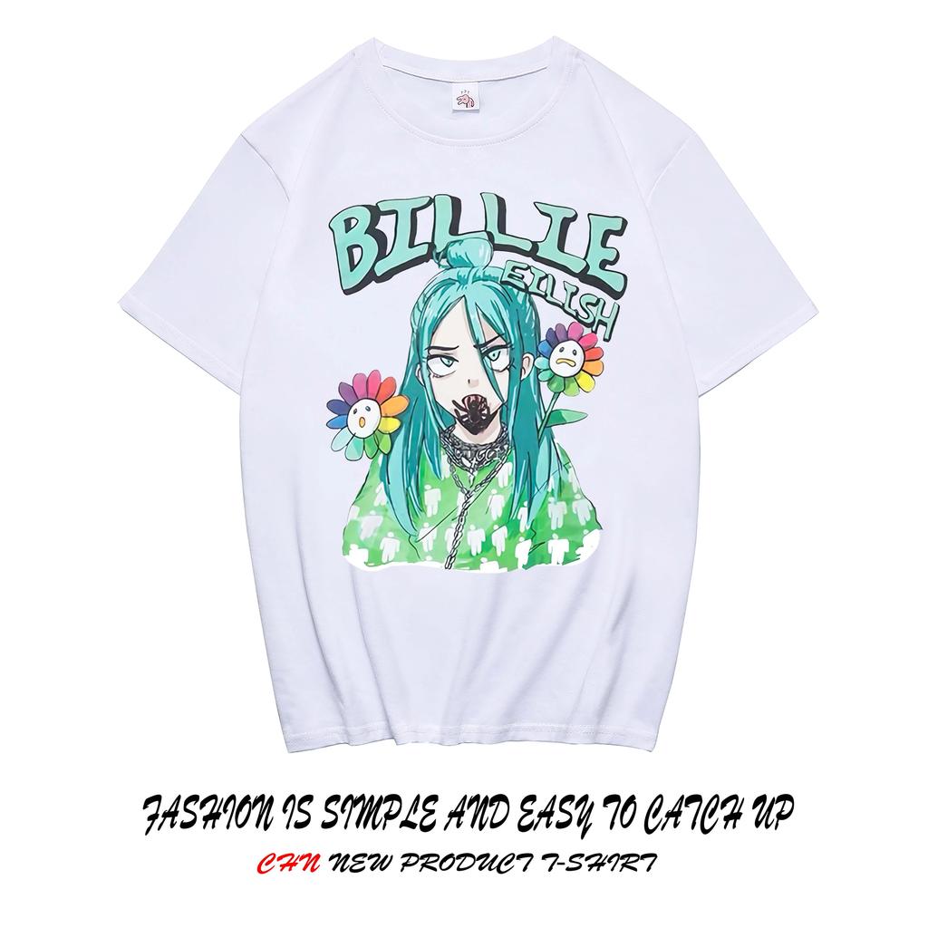 Billie Eilish Çevre Birimleri Grafik Baskılı Kısa Kollu Gömlek Erkek Kadın Bol Günlük Üstler Oversize Pamuklu Sokak Giyimi Y2K Tarzı Tişört