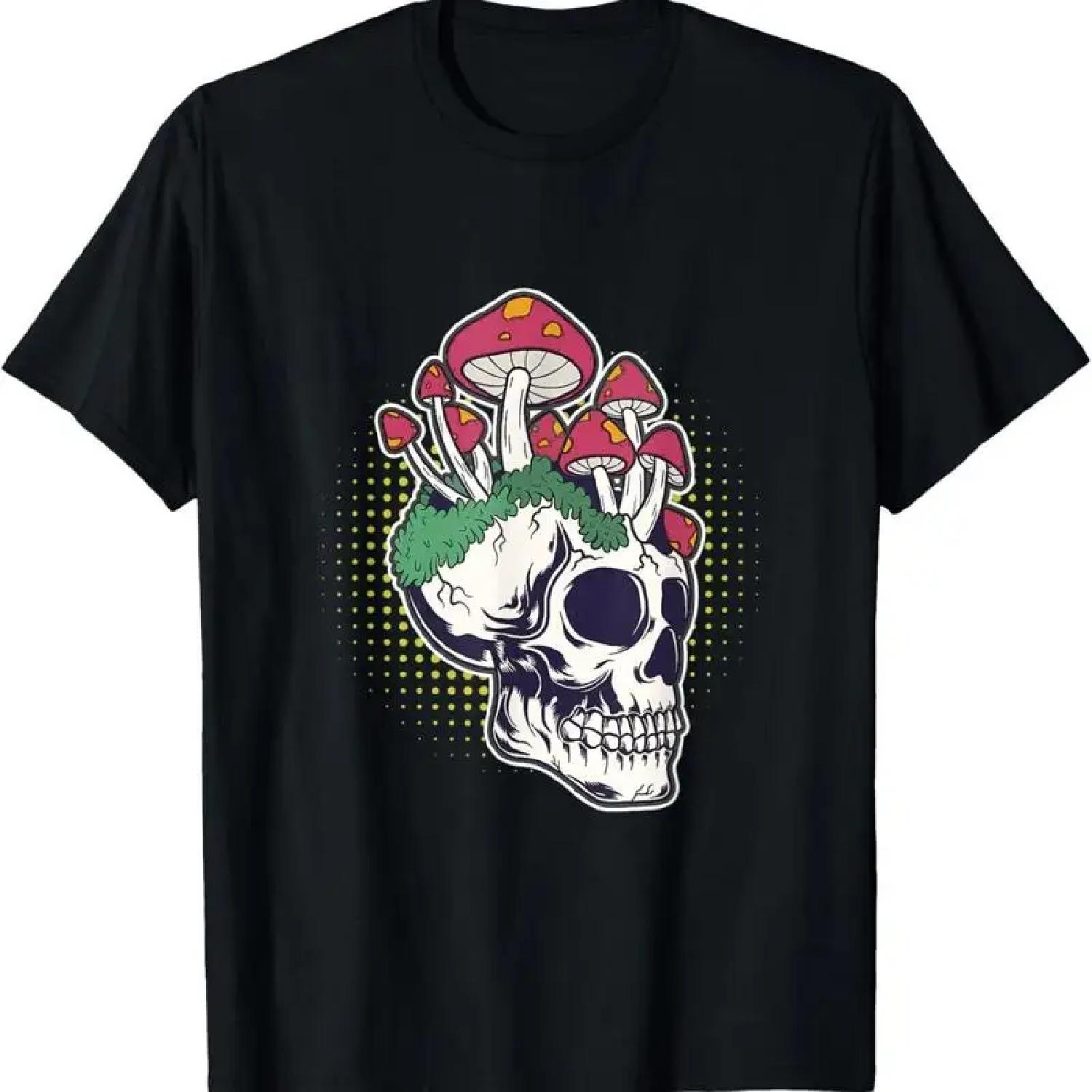 Skull Magic Mushroom Psychedelic Fungi Trippy T Shirt XXXXXL разноцветный