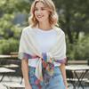 Soft Draped Gauze Shawl Rainbow Border Beach Scarf New Tassel Shawl  Women Fashion