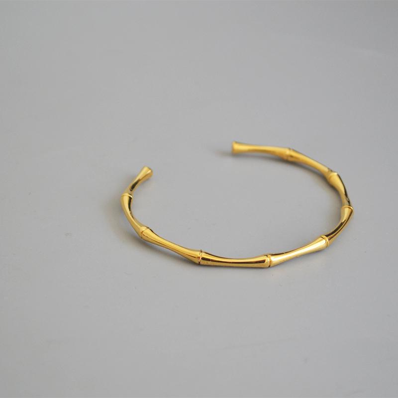 Stainless Steel Gold Color Bamboo Joint Bangles Trend Bracelet For Women Men Romantic Party Gift Fashion