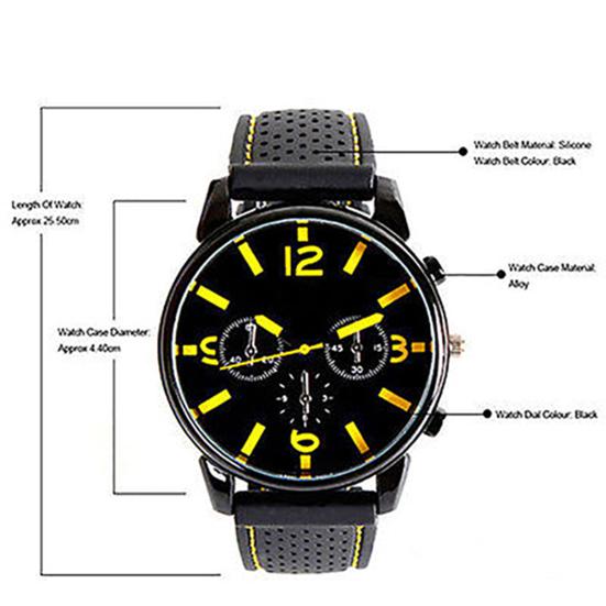 Men Fashion Numeral Dial Silicone Band Sport Analog Quartz Wrist Watch