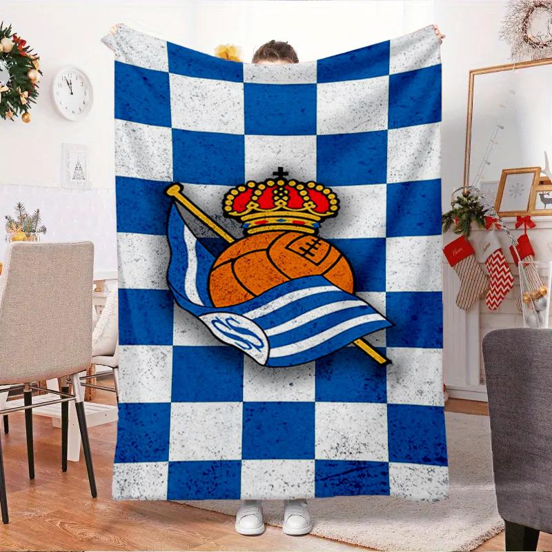 Real Sociedad Blanket Outdoor Flannel Blanket for Camping, Hiking, Garden Parties, Picnic Essentials,gift for family and friends