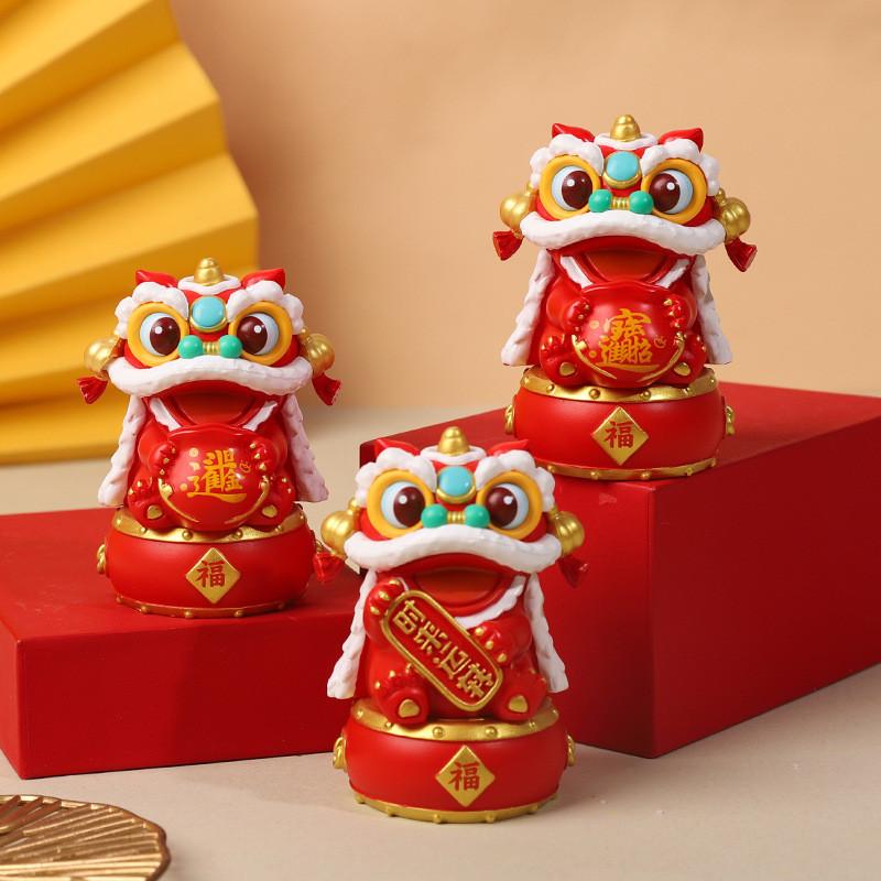Chinese Style Resin Lion Figurine Home Decor For New Year Celebration Gift