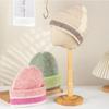 Striped Pattern Knitted Beanies Cap Thickened Ski Beanies Hat Women Hooded Hat  Winter Season
