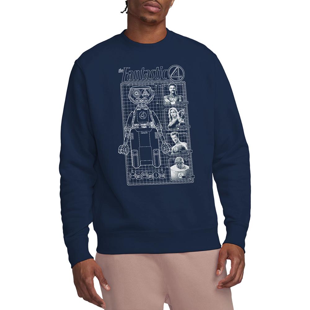 Fantastic Four Unisex Adult First Family And Herbie Blueprint Sweatshirt