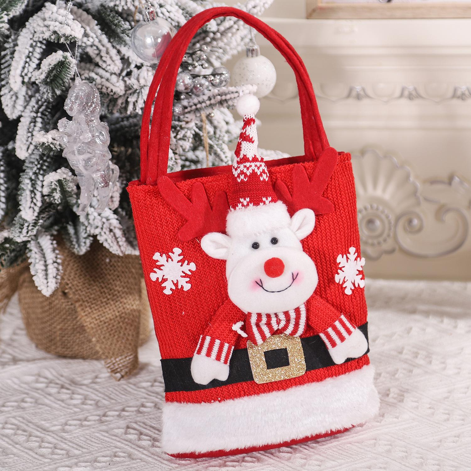 

Portable Large Capacity Christmas Handbag Santa Claus Bear Candy Tote Bag Exquisite Elk Christmas Gift Bag Gift Storage Bag 22X20CM