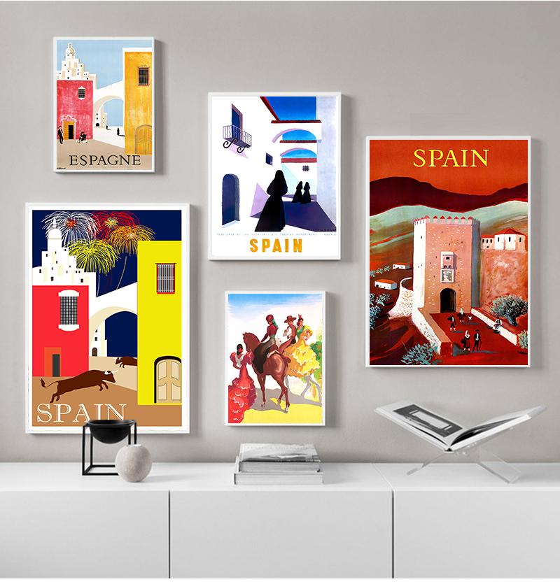 Canvas Painting Vintage Wall Kraft Posters Coated Stickers Home Decorative Pictures Gift Pop Art Travel To Spain Espagne