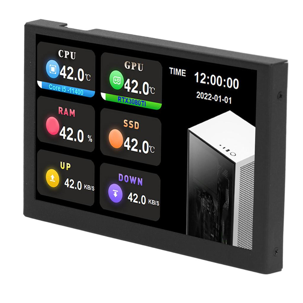 IPS USB Mini-Bildschirm 5 Zoll 800x480 Auflösung Typ C Unterbildschirm PC Datenmonitor für AIDA64 Schwarz