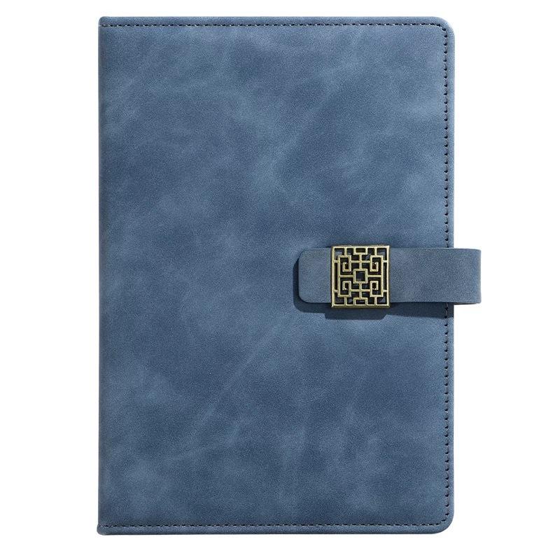 A5 Business Leather Notebook with Logo and Buckle - Gift Box Included