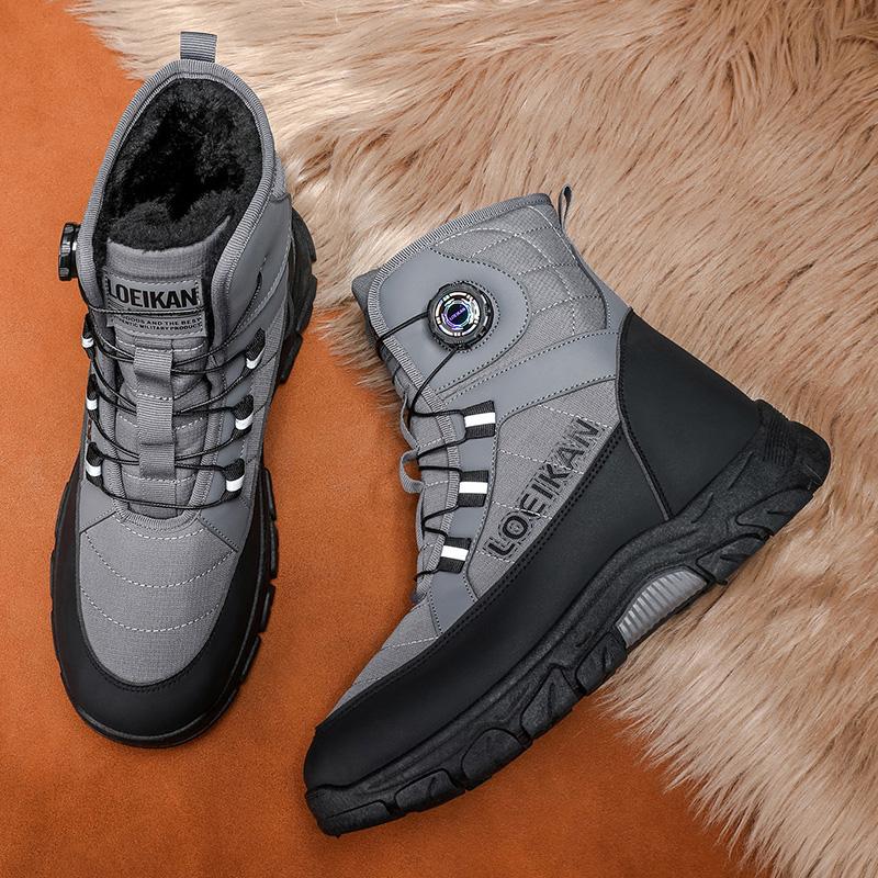 LOEIKAN Men s Winter Snow Boots - Warm Waterproof Non-Slip Ankle Boots 39