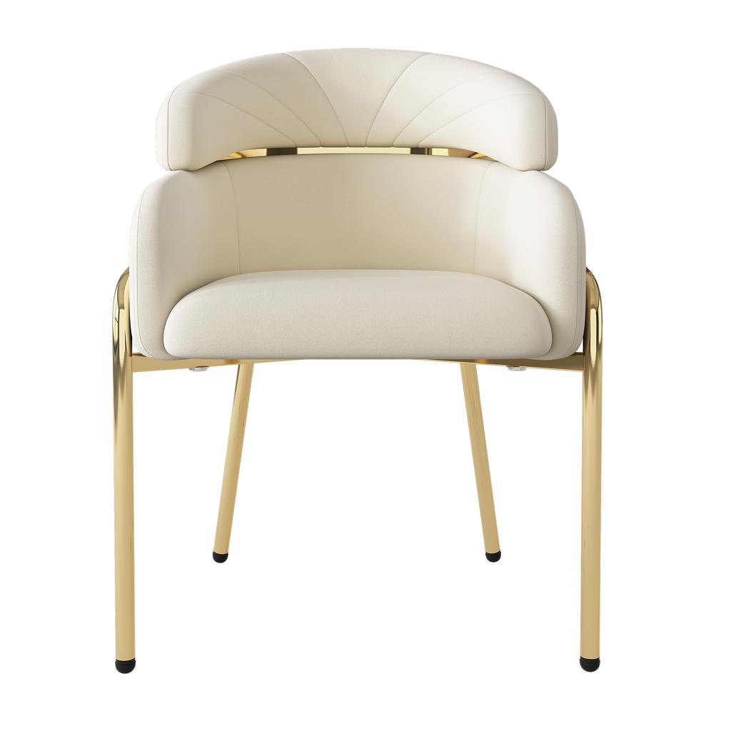 Dining chair, single, light luxury, living room, bedroom, leisure chair, with four metal legs, velvet, beige[OLD SKU:WF317939AAB]