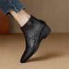Mode Neue Herbst Echtes Leder Damenstiefel Lässige Kurze Stiefel für Damen Mode Ausgeschnittene Stiefel Klobige Absätze Keile Damenschuhe