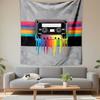Retro Cassette Tape with Rainbow Drips Patterned Tapestry Decorative Wall Hanging, Home Bedroom Living Room Decor