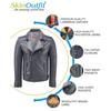 SKINOUTFIT Men's Motorcycle Leather Jacket Genuine Gray Lambskin Café Racer Biker Outerwear