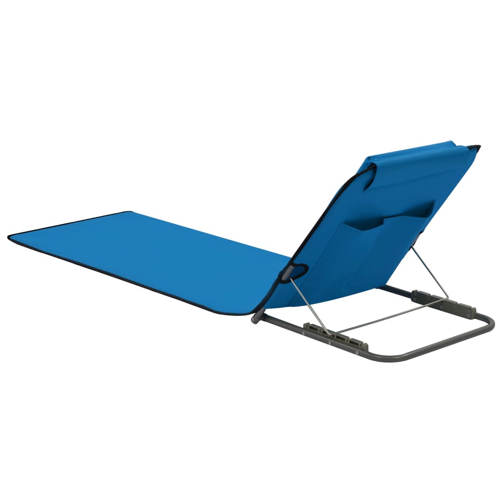 Foldable Beach Mat Set 2 Pcs Steel and Fabric Blue