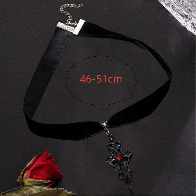 BLINGBAY Colier cu pandantiv pentru femei Tendință de personalitate Colier stil gotic întunecat Punk Rock Colier cruce neagră Cadou de aniversare