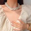 Twisted Layered Pearl Choker Necklace for Women - Elegant Korean Style Sweater Chain.