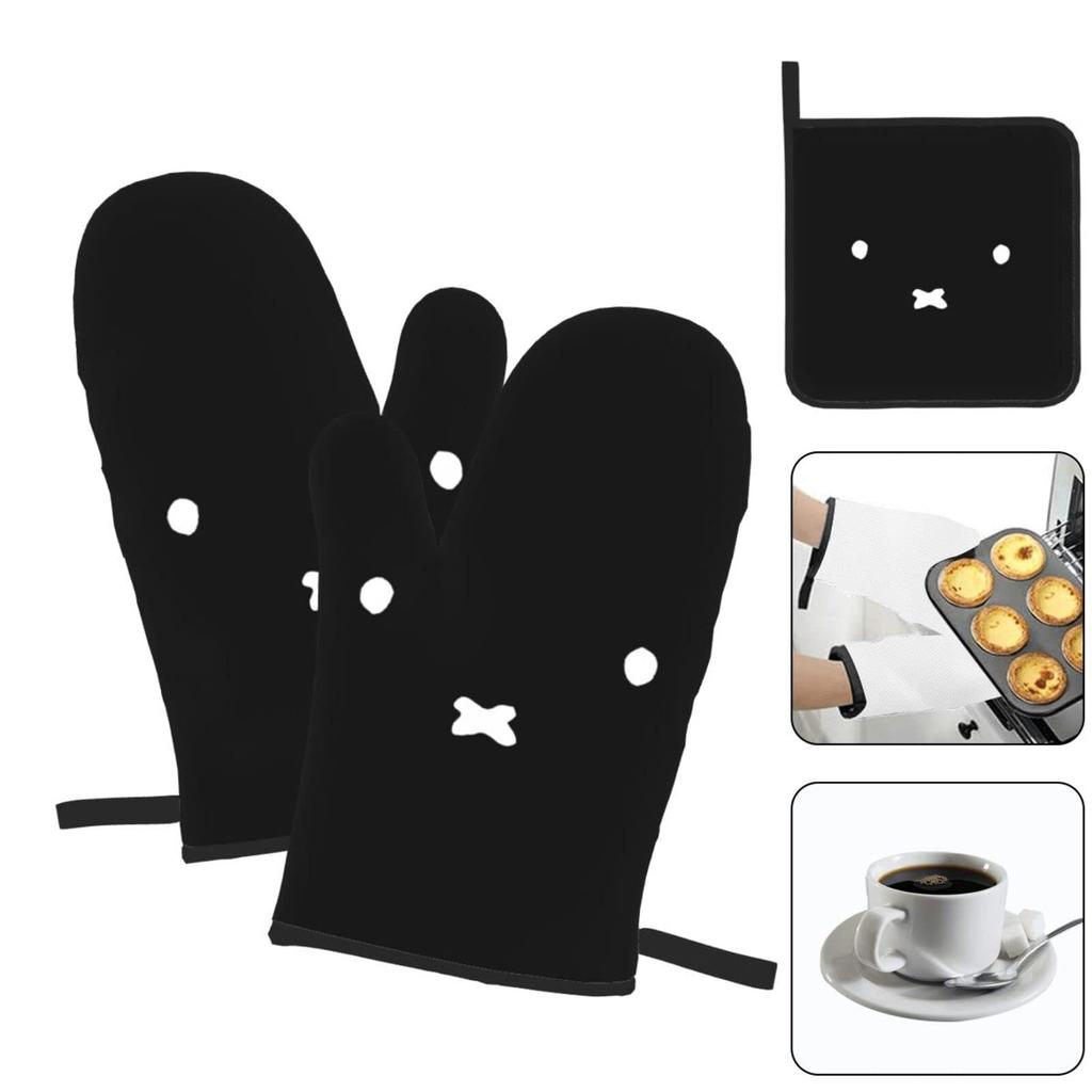 Miffy Pot Stylish and Cute Oven Kitchen Can be Used on Both Left and Right Set of 2 Heat-Resistant Holders/Oven Mitts, Mitts, Anti-Slip, Anti-Burn,