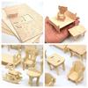 CUTEROOM Dollhouse Miniature Furniture 34-Piece Laser-Cut Wooden 3D Puzzle for Kids Educational Toy