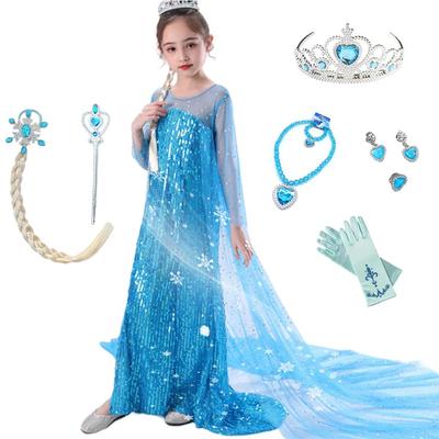 [sunyhom] Elsa Dress Kids Princess Dress Christmas Frozen Style Halloween Costume Girls Elsa Style Kids Costume Disney Costume Cosplay Clothes