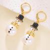 Fashionable Christmas Snowman Hoops Earrings With Crystals Details for Trendy Ladies New Year Fashion Special Gifts