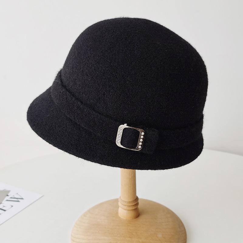 Wool Hat Women's Autumn and Winter New Face Small Top Hat Hepburn Style French Elegant Retro Bucket Hat Basin Hat