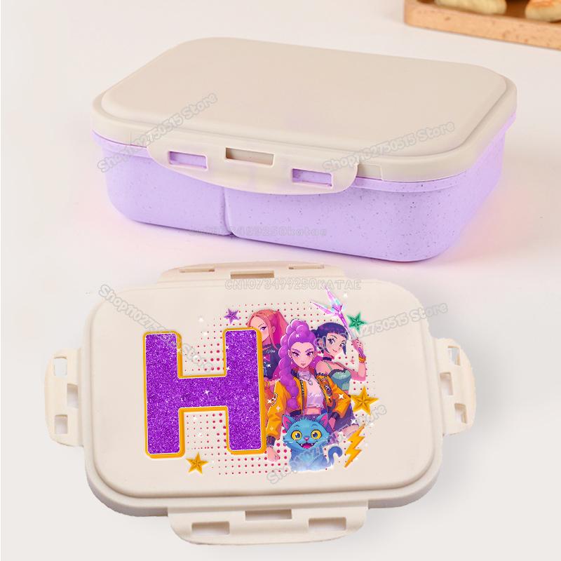 Kpop Demon Hunters Letter A-Z Bento Boxes Rumi Mira Zoey Student Lunch Box School Office Microwave Portable Fruit Food Container