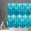 Mosaic Shower Curtain Gradient Pink Yellow Purple Green Fan Leaf Bathroom Waterproof Curtains Art Decor Fish Pattern Bath Screen