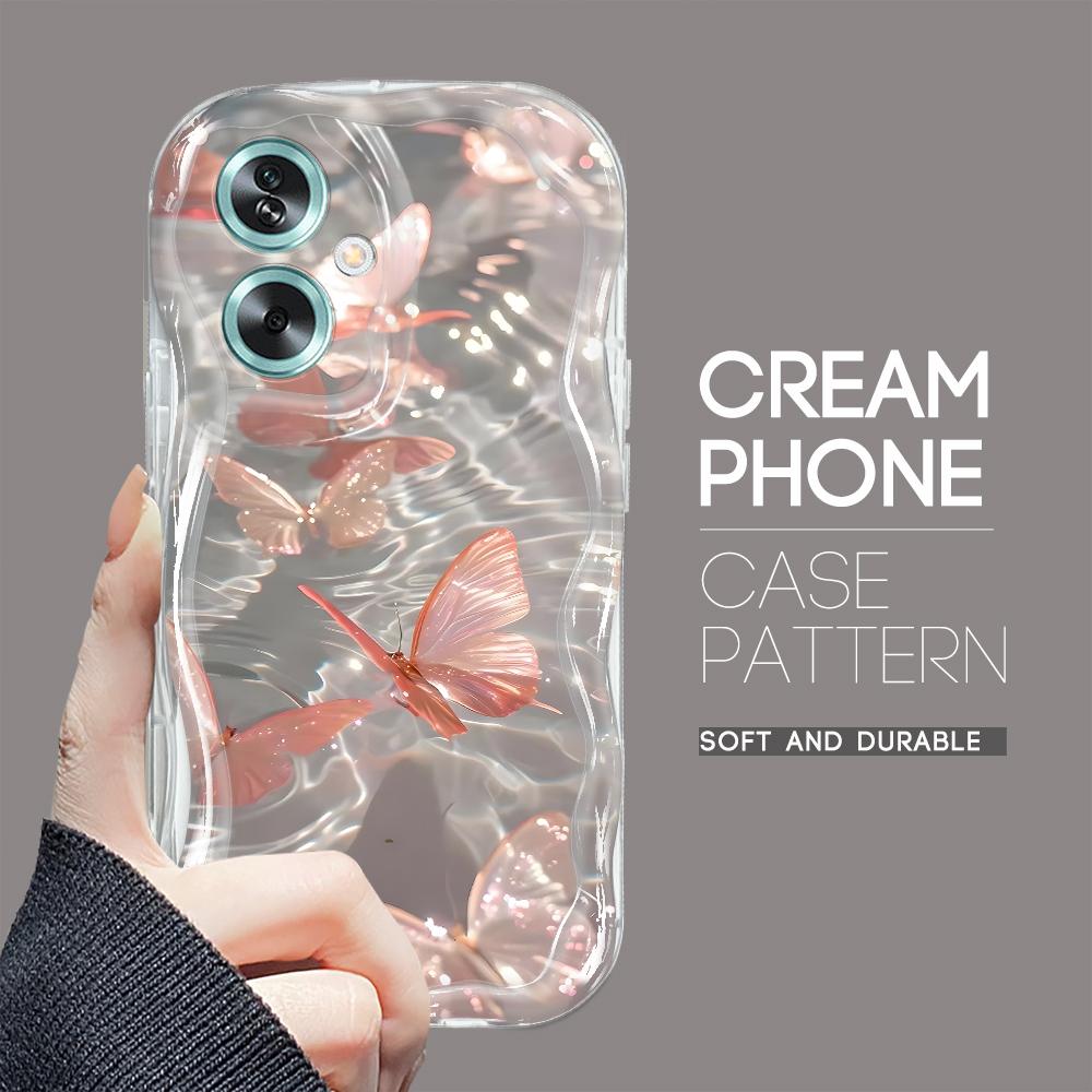 Roztomilý kreslený vzor s krémovou texturou Pouzdro s vlnitým okrajem, měkký silikonový kryt, pouzdro na telefon OPPO Reno Realme