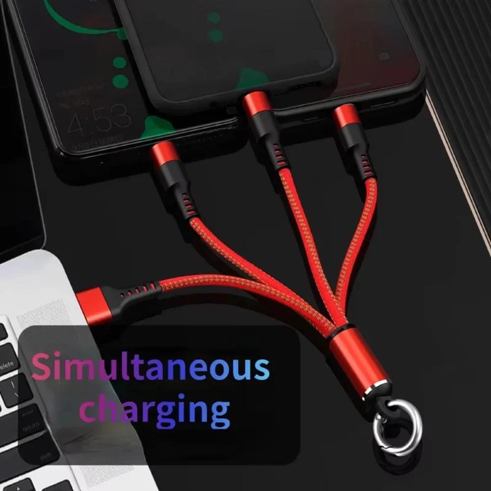 15cm Short 3 In 1 USB Charge Cable for iPhone 1514 13 12 Pro Fast Charge Micro USB Type C Cable for Samsung Multi Charge Cord