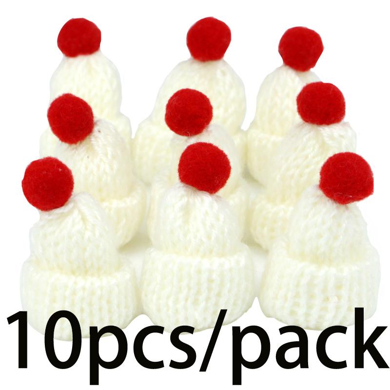 (10 Pcs/pack) 6x4cm Christmas Mini Knitted Hat Decoration Pendant New Year DIY Gift Holiday Party Supplies Yarn Finger Hat